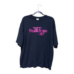 Georgia Bulldogs UGA Women's T-Shirt Heavy Cotton Preshrunk Gildan Tee Black 2XL